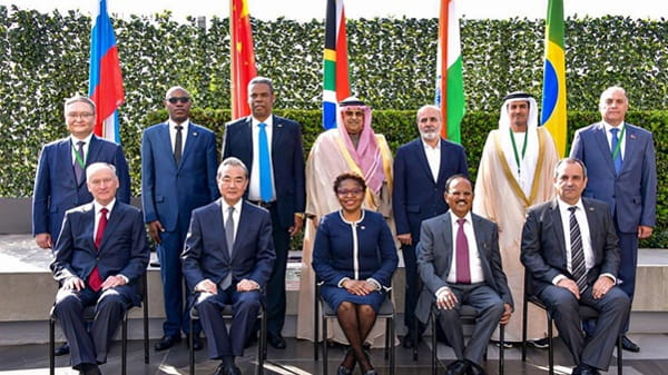 Indian National Security Advisor Ajit Doval (2nd from right, sitting) with other BRICS National Security Advisors in Johannesburg, South Africa, on July 24, 2023. | PTI.</p>