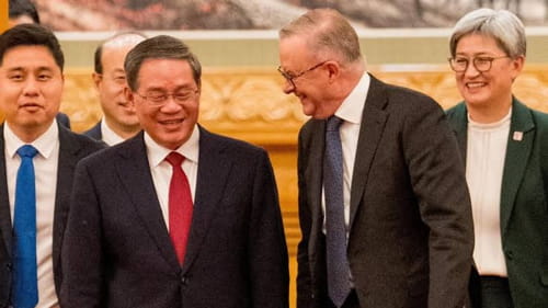 PM Li Qiang with PM Albanese in Australia | Source : The Australian