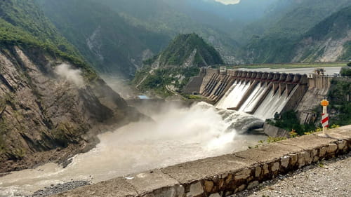 View of Salal Dam from Jyotipuram-Salal road